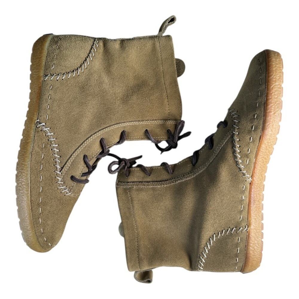 KEDS VintageTan Brown Suede High Top Ankle Moccasin Boots Rare Vintage US 8 EU39 - Picture 1 of 10